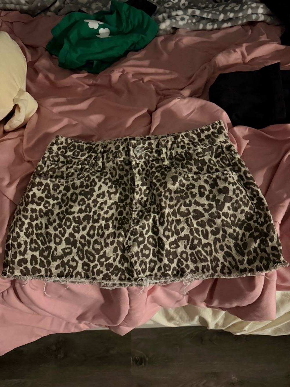 Leopard Print Mini Skirt in Brown - Women's Denim Style